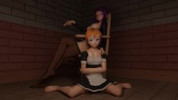 2girls 3d animated areola breasts chair cutting_room exposed_breasts female femdom finalfetish floor holding holding_penis light-skinned_female light_skin looking_at_viewer loop maid mistress mp4 nipples no_bra no_sound orange_eyes orange_hair penectomy penis purple_eyes purple_hair short_playtime sitting_on_chair tagme video wooden_floor