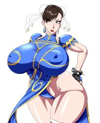 alternate_costume chun-li huge_breasts ml official_alternate_costume puffy_nipples street_fighter street_fighter_v thick_thighs tight_clothing