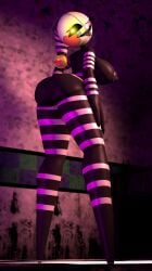 3d ass big_ass big_breasts black_body black_skin breasts female five_nights_at_freddy's fnaf glowing_eyes horny horny_female long_legs marionette_(fnaf) naked puppet_(fnaf) security_puppet_(fnaf) solo thick_ass thick_legs tongue tongue_out white_face yellow_eyes