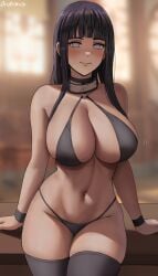 1girls bikini black_bikini black_hair breasts female hi_res hips huge_breasts hyuuga_hinata light-skinned_female light_skin long_hair naruto naruto_(series) naruto_shippuden navel oroborusart savagexthicc smile thick_thighs thighhighs thighs wide_hips