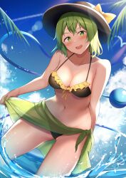 1girls big_breasts bikini cleavage green_eyes green_hair koishi_komeiji nagomian solo solo_female tagme touhou