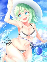 1girls beach bikini blue_eyes cleavage green_hair koishi_komeiji nagomian solo solo_female tagme touhou