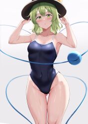 1girls green_eyes green_hair koishi_komeiji nagomian solo solo_female swimsuit tagme touhou