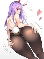 1girls ass ass_focus big_ass bunny_ears bunny_girl bunny_tail bunnysuit hand_on_ass hand_on_butt heart long_hair looking_at_viewer looking_back nagomian purple_hair reisen_udongein_inaba shaking shaking_ass shaking_butt tagme touhou