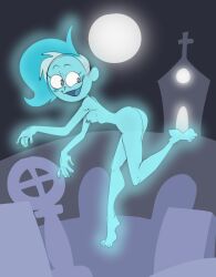 1girls blue_hair blue_nipples blue_skin blush breasts feet female female_only fingers full_moon ghost ghost_girl glowing looking_back mhdrawin monster monster_girl moon night nipples ok_k.o.!_let's_be_heroes phantasma_phantom scooby-doo scooby-doo_and_the_ghoul_school solo