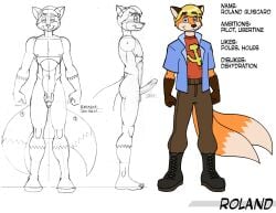 boots canid canine clothing footwear fox hi_res male mammal model_sheet no_humans overshirt twintails_(disambiguation)