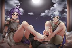 1girls 2boys alternate_costume alternate_hairstyle ashe_ubert bare_legs bernadetta_von_varley bisexual bisexual_male blush censored dancer dancer_(three_houses) double_footjob ethan_ppj_(artist) feet female femboy fire_emblem fire_emblem:_three_houses fire_emblem_warriors:_three_hopes foot_fetish footjob freckles front_ponytail full_moon green_eyes grey_eyes grey_hair grey_panties legs male mmf_threesome moon multiple_boys night nintendo official_alternate_hairstyle open_mouth panties pelvic_curtain purple_hair shez_(fire_emblem) shez_(male)_(fire_emblem) short_hair shorts teamwork threesome underwear