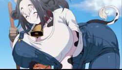 1boy bell-nee cow_girl cow_horns horns huge_ass huge_breasts kemonokko_tsuushin kemonokko_tsuushin:_ushimusume_bell kemonokko_tsuushin_the_animation monster_girl screenshot