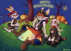 3girls anthro anthro_only anthrofied big_breasts breasts candy_(skwrlwrld) charlotte_(skwrlwrld) cici_(skwrlwrld) cinderace female female_only fur furry furry_only nintendo pokémon_(species) pokemon raboot scorbunny skwrlwrld tagme tail trio