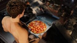 1boy 3d dick food male male_only marvel naked nude peter_parker pizza solo sony_interactive_entertainment spider-man spider-man_(insomniac) spider-man_(ps5) yaoi