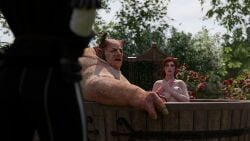 2girls 3d bath bathing belethor's_smut breasts completely_nude cum cum_on_breasts female handjob horn light-skinned_female male monster nipples nude penis red_hair surprised the_witcher_(series) the_witcher_3:_wild_hunt triss_merigold yennefer