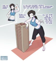 1girls english_text exercise female female_only pizza regular_brick solo tank_top text wii wii_fit_trainer