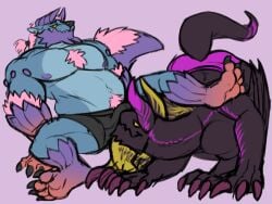 2022 all_fours anthro body_hair briefs briefs_only capcom chaotic_gore_magala chest_hair clothing dragon duo erection fanged_wyvern fetishame gore_magala hair hi_res male male/male monster_hunter monster_hunter_4_ultimate monster_hunter_portable_3rd multi_arm multi_limb muscular nipples nuzzling ponytail raised_leg raised_tail spread_legs spreading underwear video_games winged_arms wings zinogre