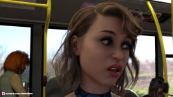 1girls 2020 3d blonde_hair blue_dress bus bus_interior clothed clothed_sex clothing covered_penetration dress female female_focus lipstick public public_sex red_lipstick romirom sex_under_skirt slushe_(website) solo_focus stealth_sex straight surprised vehicle_interior