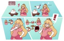 bloat bloated bloated_belly bloated_stomach bloated_tummy bloating fat mario_(series) mushroom princess_peach regular_brick stuffed_belly super_mario_bros.