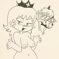 ass breasts impstripe mario_(series) monochrome nintendo nude princess_daisy super_mario_land_2 tagme warudaisy