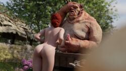 3d ass bath belethor's_smut completely_nude female horn light-skinned_female male monster nude penis red_hair the_witcher_(series) the_witcher_3:_wild_hunt triss_merigold