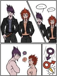 blush danganronpa gay imminent_sex kuwata_leon male male/male male_only momota_kaito orange_hair purple_hair skullsour smooth_skin yaoi