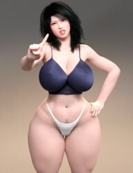 3d 3d_(artwork) asian asian_female big_ass big_butt black_hair daz3d daz_3d daz_studio female female_focus female_only front_view hairy hairy_pussy irritated looking_at_viewer muscular_legs muscular_thighs nipples nipples_visible_through_clothing onlythicks original_character pubic_hair pubic_hair_peek red_lipstick sleepwear solo solo_female solo_focus thick_ass thick_legs thick_thighs underwear white_panties white_skin white_teeth young younger_female