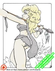 animal_skin ass ass_focus ayla_(chrono_trigger) blonde_hair cavewoman chrono_trigger holding_weapon spear