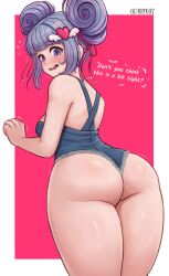 1girls ass big_ass breasts brikot dialogue double_bun english_text female female_only original original_character solo solo_female solo_focus speech_bubble standing text thick_thighs thighs trembling