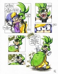 anthro archie_comics belly bernadette_hedgehog big_belly burping comic dialogue duo english_text female female/female furry hi_res idw_publishing killboo oral_vore same_size_vore sega sonic_(series) sonic_the_hedgehog_(archie) sonic_the_hedgehog_(comics) sonic_the_hedgehog_(idw) sonic_the_hedgehog_(series) speech_bubble surge_the_tenrec text vore