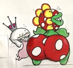 2boys ass big_lips big_lips_no_eyes big_tongue boo_(mario) crown gay ghost ghost_boy heart hips king_boo large_ass licking licking_ass lips long_tongue luigi's_mansion male male_focus male_only mario_(series) nintendo owo55 petey_piranha plant plant_boy plant_humanoid presenting presenting_hindquarters saliva saliva_on_tongue super_mario_sunshine thick_thighs thighs tongue underwear wide_hips yellow_eyes