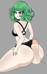 1girls big_ass bikini buttjob disembodied_penis female green_eyes green_hair hot_dogging one-punch_man phasmomo small_breasts tatsumaki