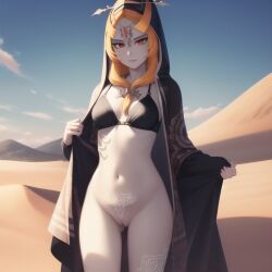 1girls ai_generated bra breasts cape clothing female female_only fluffy happy iphone legwear long_hair midna nintendo no_panties public public_nudity pussy ruptuorie selfie shopping_bag small_breasts solo the_legend_of_zelda twili_midna twilight_princess