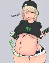 belly belly_bulge big_belly blonde_hair cap digest digested digested_alive digested_prey digesting digesting_live_prey digesting_prey digestion digestion_noises digestion_sequence edit edited female female_pred female_predator female_prey meme monster-chan monster_energy monster_energy-chan monster_energy_can monster_energy_drink post-vore red_hair unwilling_prey vore willing_pred yellow_hair