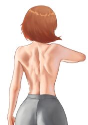 back back_view brown_hair n7grey persona persona_3 toned toned_female topless white_background yukari_takeba