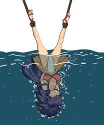 alternate_costume asphyxiation blue_hair breasts commission drowning fire_emblem fire_emblem:_the_sacred_stones fire_emblem_heroes holding_breath markustercero official_alternate_costume one_piece_swimsuit peril ponytail puffy_cheeks swimsuit tana_(fire_emblem) tana_(summer)_(fire_emblem) thighs tied_legs underwater upside-down water_torture