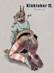 absurd_res anthro bodily_fluids creampied_anus cum cum_inside feet femboy_prey foot_fetish genital_fluids girly hi_res kinktober male musk no_humans sketchotterly solo