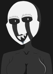 big_breasts black_background black_body busty dark_skin female_only five_nights_at_freddy's five_nights_at_freddy's_4 glowing_eyes looking_at_viewer masked masked_female nightmarionne no_bra no_nipples open_mouth saliva seductive_gaze sharp_teeth shiny_breasts smiling_at_viewer tears teeth tongue_out upper_body white_eyes