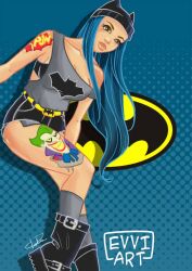 1girls batman_(series) blue_hair curvaceous curvy curvy_body curvy_female curvy_figure emmanuel_viola evviart female female_only hourglass_figure light-skinned_female light_skin original_character solo solo_female voluptuous voluptuous_female