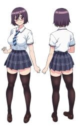 akari_(modaete_yo,_adam-kun) full_body glasses modaete_yo,_adamu-kun school_uniform schoolgirl upscaled