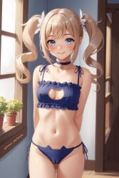 1girls ai_generated animal_lingerie barbara_(genshin_impact) blonde_hair blue_eyes bra cat_lingerie clothing genshin_impact high_resolution lenjoy lingerie pantsu tied_hair twintails underwear watermark