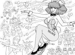 bb_(baalbuddy) bunny_ears bunnysuit daicon_girl daicon_iv darth_vader death_star dom_(gundam) eleking fluffy_hair gundam high_heels kagaku_sentai_dynaman large_ass large_breasts missile monochrome star_wars stormtrooper super_sentai surfing tagme tie_fighter transformers ultraman ultraman_(franchise) yoda yoda's_species zaku_ii