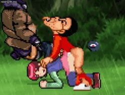 @eri_inama animated ass big_ass big_butt capcom cum cum_in_pussy cum_inside doggy_style duo forest from_behind g-bit game_screenshot m.u.g.e.n mayl_sakurai mega_man mega_man_battle_network norimaro pixel_art rain sakurai_meiru screenshot sex stockings straight thick_thighs