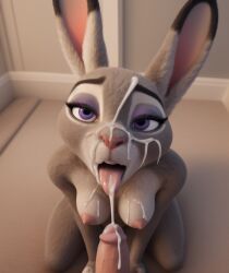 1boy 1boy1girl 1girls 3d ai_generated anthro breasts buckteeth bunny bunny_ears bunny_girl bunny_tail bunnygirl cum cum_dripping_from_mouth cum_in_mouth cum_on_face cum_on_tongue cumdump cumshot cumshot_in_mouth disney female female_on_human fur furry furry_breasts furry_ears furry_female furry_girl grey_fur human human_male human_on_anthro human_penis judy_hopps kneeling lagomorph light_purple_eyes male penis rabbit rabbit_ears rabbit_girl rabbit_humanoid stable_diffusion sticking_out_tongue straight tazillusion thick_penis tongue_out zootopia