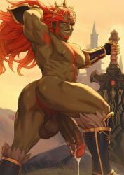 bodybuilder boner dreampipe erection ganondorf ganondorf_(hyrule_warriors) hyper hyper_balls hyper_cock hyper_genitalia hyper_penis hyper_testicles hyrule_warriors male male_only muscles muscular muscular_arms muscular_male nintendo solo solo_male the_legend_of_zelda