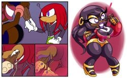 bimbofication black_skin dark-skinned_female ebonization frost-lock huge_ass huge_breasts knuckles_the_echidna mobian_(species) mtf_transformation race_swap sonic_(series) sonic_the_hedgehog_(series) tagme thick_thighs transformation transformation_sequence wide_hips