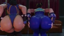 2girls 3d alternate_costume animated ass ass_bigger_than_head ass_focus ass_grab ass_shake ass_shaking big_ass big_butt butt_bigger_than_head butt_focus butt_grab butt_shake butt_shaking capcom chun-li close_up digital_art digital_media dual_persona female female_focus female_only huge_ass huge_butt kishi official_alternate_costume shaking shaking_ass shaking_butt short_playtime shorter_than_10_seconds street_fighter street_fighter_6 street_fighter_ii tagme video video_game_character