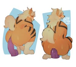 anal anal_masturbation anal_sex anthro arcanine balls big_penis canid canine clothing dildo dildo_in_ass dildo_insertion dildo_sitting footwear footwear_only fur generation_1_pokemon genitals hi_res humanoid_dildo humanoid_genitalia humanoid_penis male mammal markings masturbation mostly_nude nintendo nude object_in_ass orange_body orange_fur owenyuyin penetration penis pokemon pokemon_(species) sex_toy sex_toy_in_ass sex_toy_insertion simple_background socks socks_only solo tail tail_markings tan_balls tan_body tuft wince