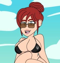 beach bikini brown-tinted_eyewear death_battle jocelyn_the_intern red_hair rooster_teeth sunglasses tinted_eyewear zerostarvevo