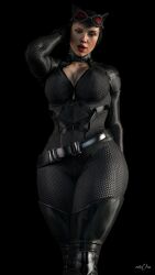 1girls 3d batman_(series) big_breasts black_hair black_widow_(marvel) bodysuit catwoman_(arkham) catwoman_(cosplay) cga3d cleavage cosplay crossover crossover_cosplay curvy curvy_female dc dc_comics erotichris female female_only fusion fusion_character hi_res human human_only looking_at_viewer marvel marvel_cinematic_universe natasha_romanoff red_lipstick scarlett_johansson solo thick_thighs thighhighs tight_clothing voluptuous voluptuous_female wide_hips