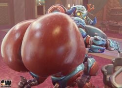 1girls 3d 3d_(artwork) areolae ass ass_focus big_ass big_butt blender blender_(software) blender_eevee blizzard_entertainment breasts bubble_butt gigantic_ass gigantic_butt glistening glistening_body huge_ass large_ass large_breasts looking_back nipples orisa overwatch overwatch_2 robot robot_girl robot_joints robotic_arm snippwapp solo solo_female solo_focus taur yellow_eyes