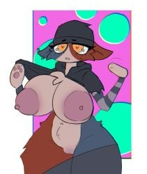 anthro anthro_only beanie big_breasts breasts calico_cat clothed clothing clothing_lift domestic_cat ear_piercing epic_games felid feline felis female fortnite genitals hat headgear headwear heart_eyes heart_symbol huge_breasts mammal meow_skulls_(fortnite) nipples piercing pussy shirt shirt_lift solo stormkinght topwear