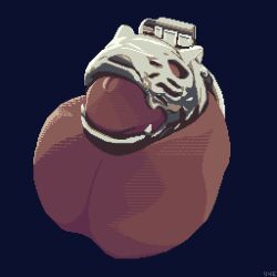 1:1 balls chastity_cage chastity_device digital_media_(artwork) disembodied_penis flaccid genitals hi_res humanoid male no_visible_face penis pixel_(artwork) solo u4e