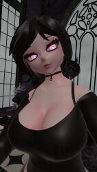 3d ashley_graves big_breasts breasts female goth kallylady light-skinned_female light_skin pale-skinned_female pale_skin pink_eyes tagme the_coffin_of_andy_and_leyley vrchat